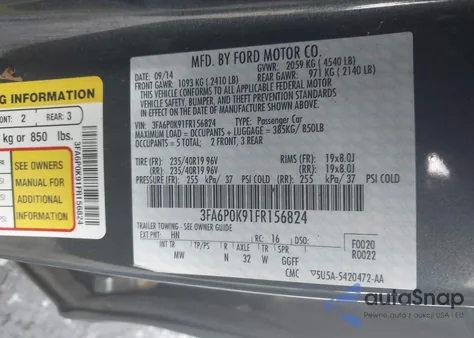 2015 Ford Fusion Titanium from USA, damaged, VIN 3FA6P0K91FR156824